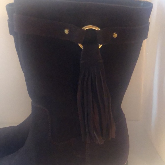 Women’s fall Rhea fringe brown suede Michael Kors warm comfort tall boots - Picture 2 of 16